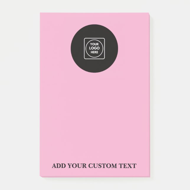 Rosa Logo-Text Geschäfts-Notizblock Post-it Klebezettel (Vorderseite)