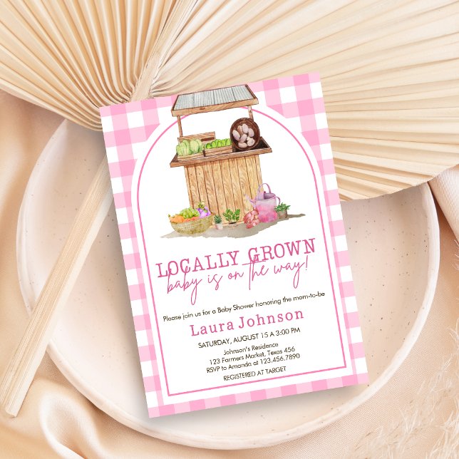 Rosa, lokal angebaute Kinderdusche Einladung (Pink Locally Grown Farmers Market Baby Shower Invitation )