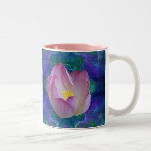 Rosa Lotos-Blume und -bedeutung Zweifarbige Tasse