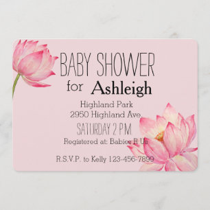 Rosa Lotos-Blumenbabydusche Einladung