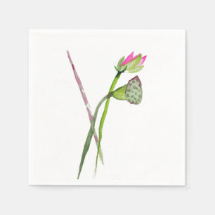 Rosa Lotos-Wasserfarbe Zen-Buddhistkunst Serviette