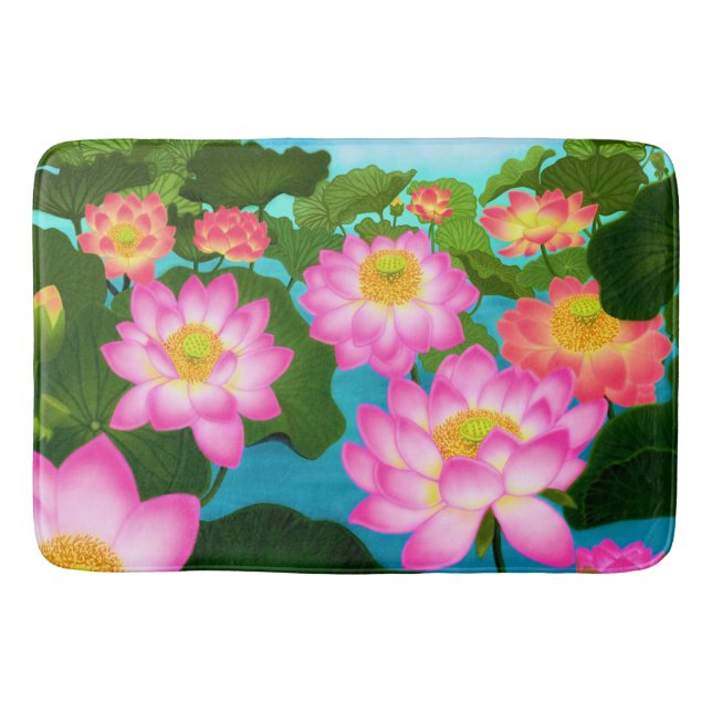 Rosa Lotos-Wasserlilie-Garten-Bad-Matte Badematte (Vorderseite)