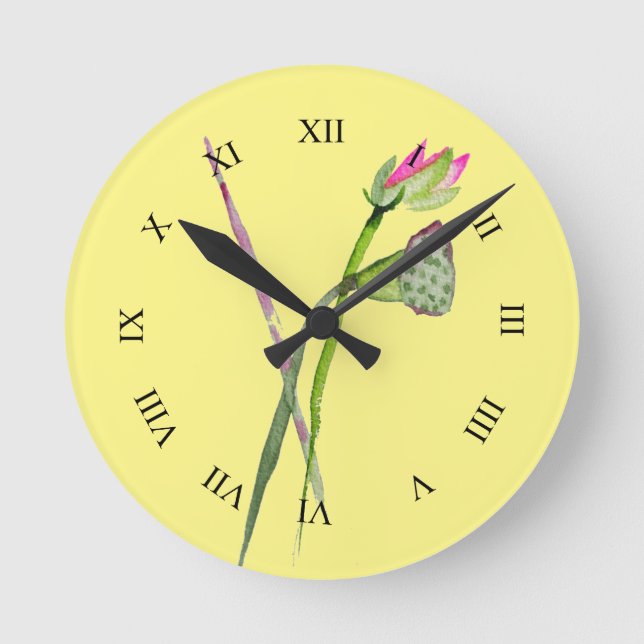 Rosa Lotoszen-Blume Buddhist-Kunst Runde Wanduhr (Vorderseite)