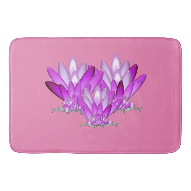 Rosa Lotus blossom auf rosafarbenem Hintergrund Badematte (Vorderseite)