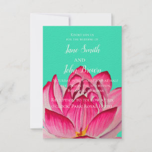 Rosa Lotus Blume Aquarell Hochzeit Einladung