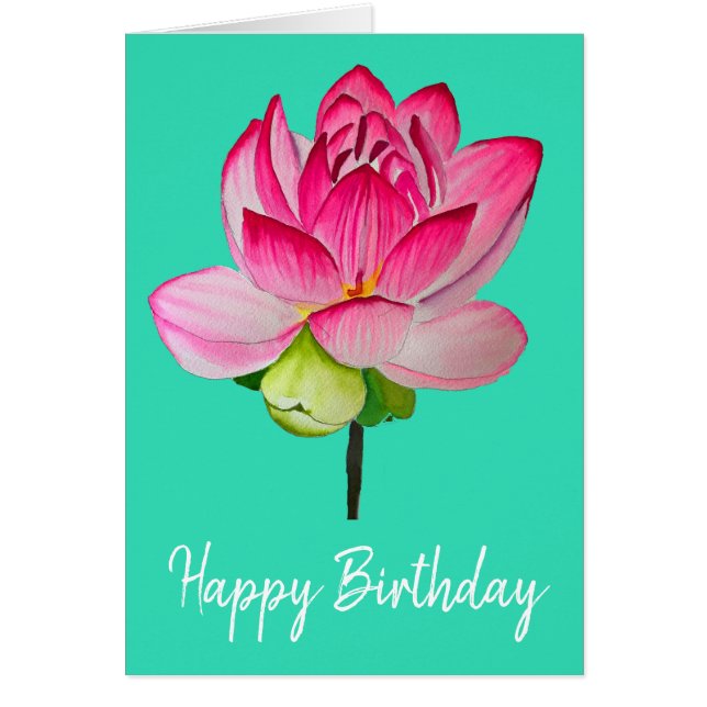 Rosa Lotus Blume Aquarell Kunst (Vorne)