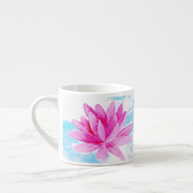 Rosa Lotus Blume Aquarellmalerei Espressotasse (Links)