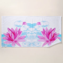 Rosa Lotus Blume Aquarellmalerei Strandtuch