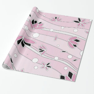 Rosa Lotus-Blume auf rosa Streifen Geschenkpapier