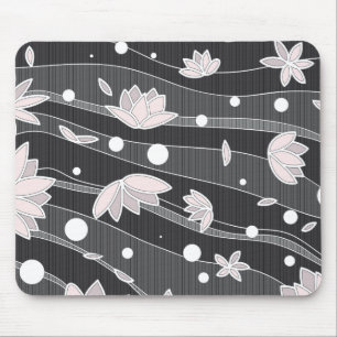 Rosa Lotus-Blume auf schwarzen Streifen Mousepad