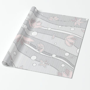 Rosa Lotus-Blume auf weißen Streifen Geschenkpapier