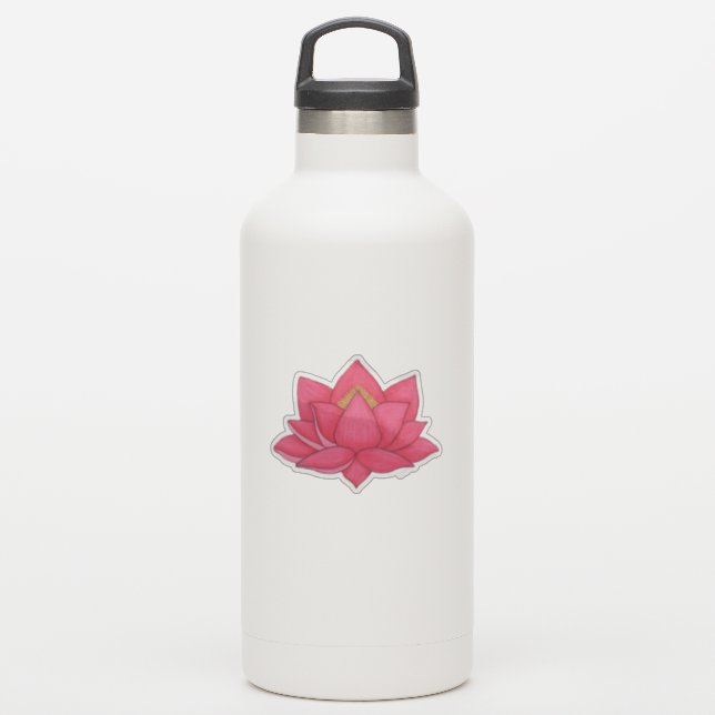 Rosa Lotus-Blume Aufkleber (Wassserflasche)