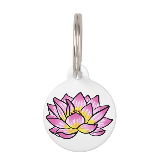 Rosa Lotus-Blume Haustiermarke (Vorderseite)