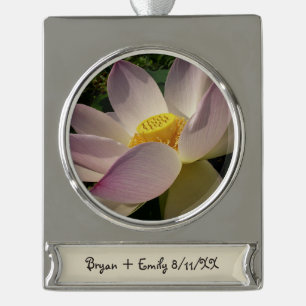 Rosa Lotus Blume III Sommer-Blütenzeit Banner-Ornament Silber