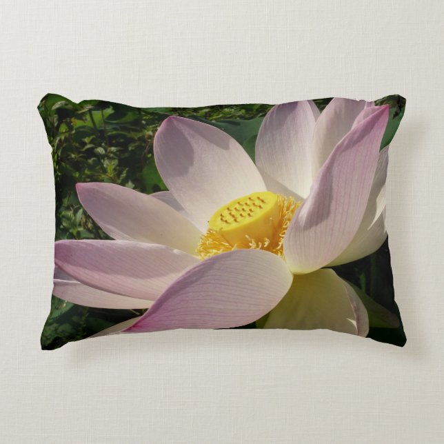 Rosa Lotus Blume III Sommer-Blütenzeit Dekokissen (Vorderseite)