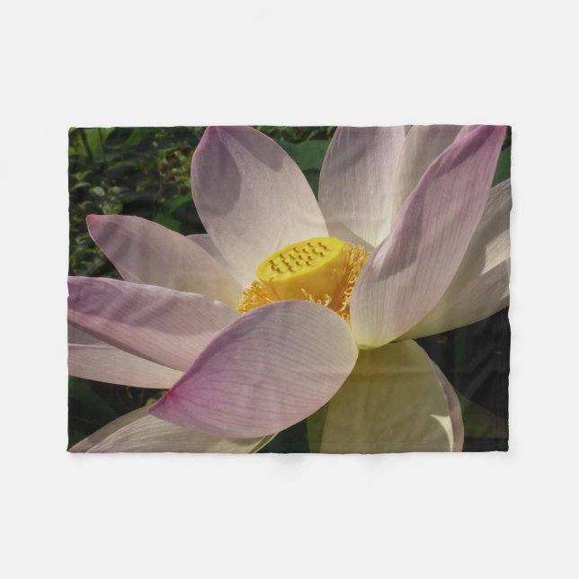 Rosa Lotus Blume III Sommer-Blütenzeit Fleecedecke (Vorderseite (Horizontal))