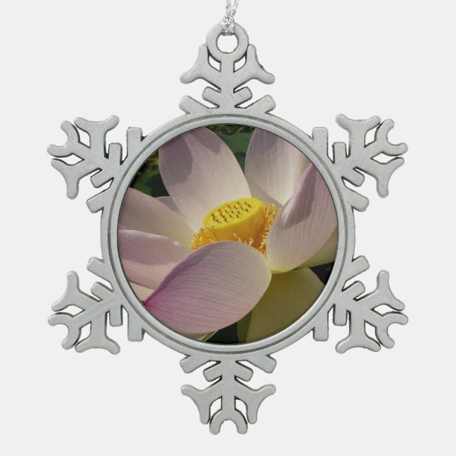 Rosa Lotus Blume III Sommer-Blütenzeit Schneeflocken Zinn-Ornament (Vorderseite)