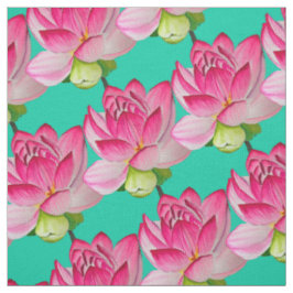 Rosa Lotus-Blume im türkisfarbenen Wasser Stoff