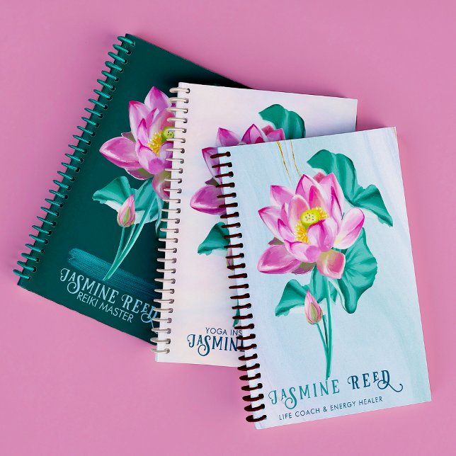 Rosa Lotus-Blume | Life Coaches & Energy Healers Notizblock (Serene hand painted lotus flower for a life coach notebook gift!)