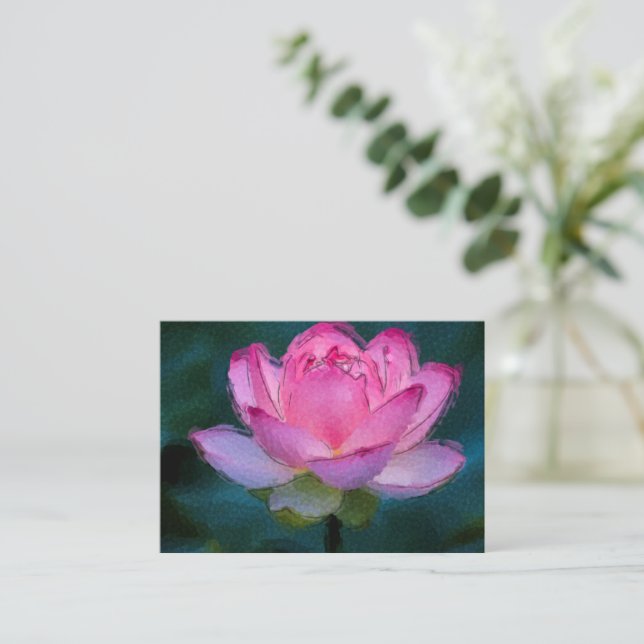 Rosa Lotus-Blume Mitteilungskarte (Stehend Vorderseite)
