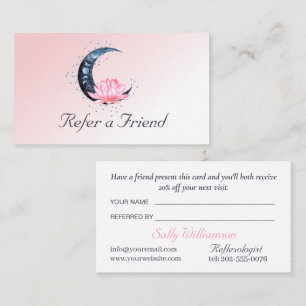 Rosa Lotus Blume Moon Business Empfehlungskarte