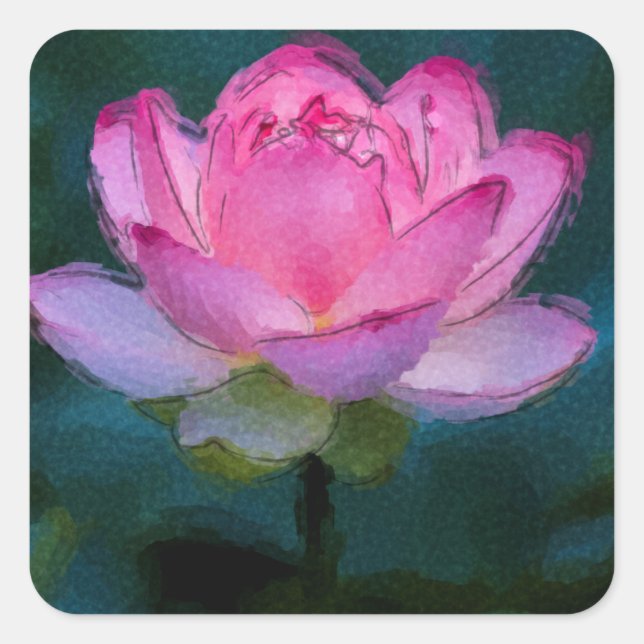 Rosa Lotus-Blume Quadratischer Aufkleber (Vorderseite)