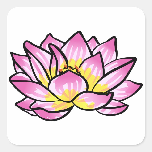Rosa Lotus-Blume Quadratischer Aufkleber (Vorderseite)
