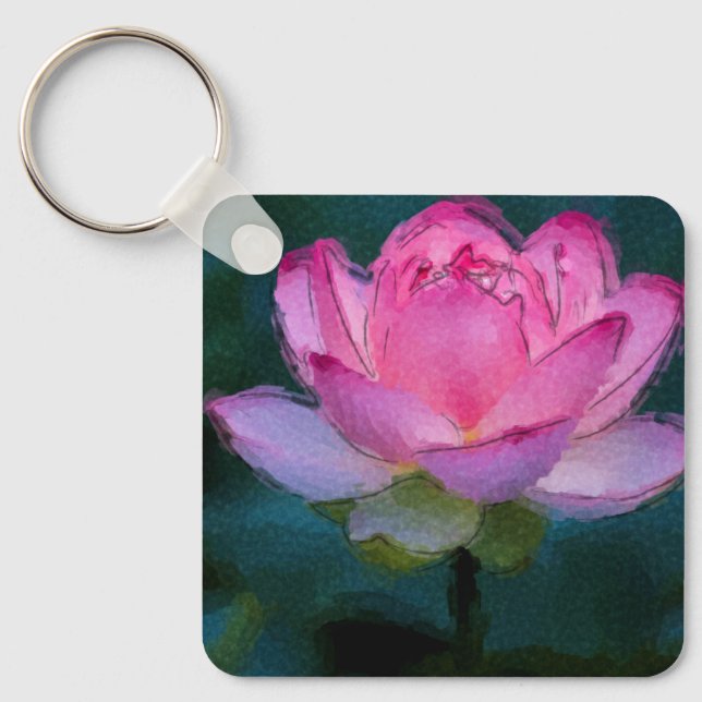 Rosa Lotus-Blume Schlüsselanhänger (Vorderseite)