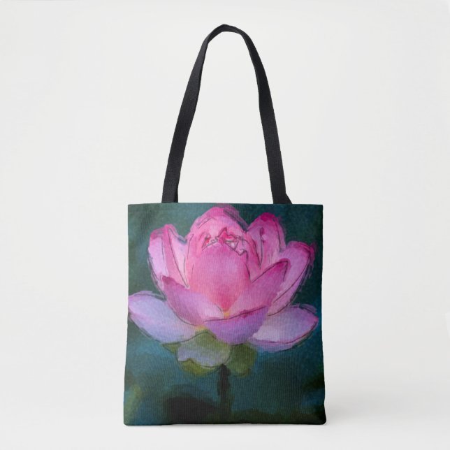 Rosa Lotus-Blume Tasche (Vorderseite)