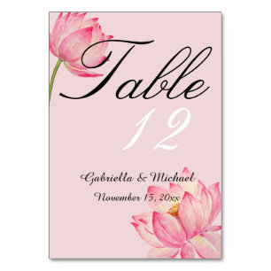 Rosa Lotus-Blume Tischnummer