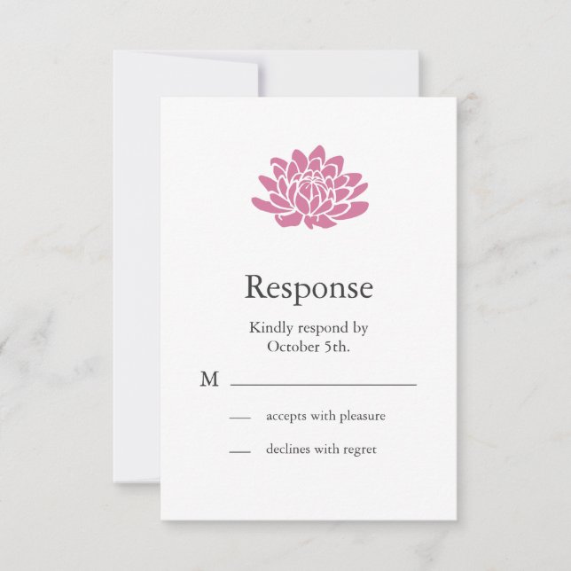 Rosa Lotus Blume UAWG (weiß) RSVP Karte (Vorderseite)