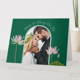 Rosa Lotus Blume und Grüne Hochzeit Dankeskarte