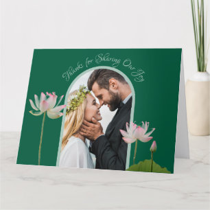 Rosa Lotus Blume und Grüne Hochzeit Dankeskarte