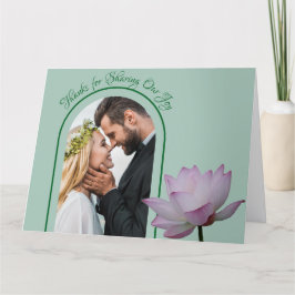 Rosa Lotus Blume und Grüne Hochzeit Dankeskarte