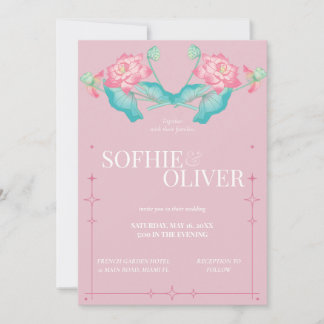 Rosa Lotus-Blumen-Sparkle-Eleganz-Hochzeits-Einlad Einladung