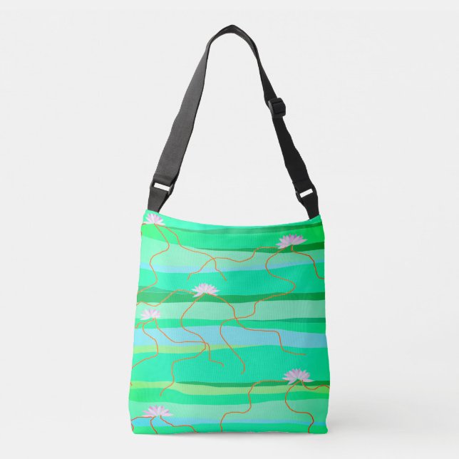 Rosa Lotus Crossbody Bag Tragetaschen Mit Langen Trägern (Vorderseite)