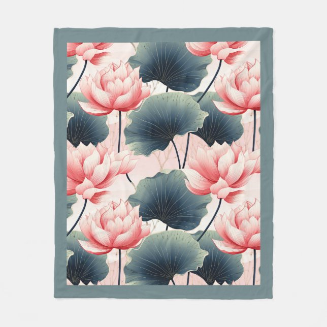 Rosa Lotus Fleece Blanket (Vorderseite)