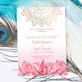 Rosa Lotus gold Mandala Indische Hochzeit Einladung