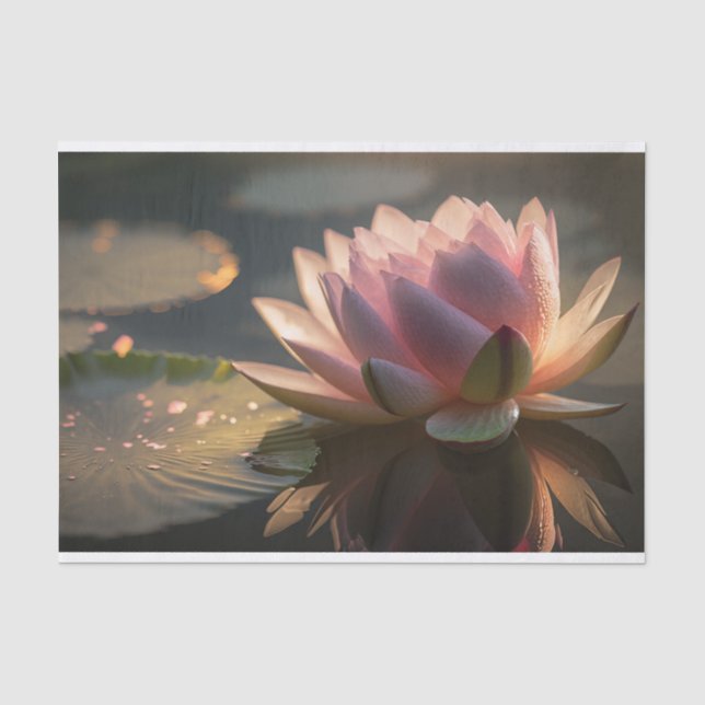 Rosa Lotus im Papiertuch der Leuchtstoffröhre am M Seidenpapier (Vorderseite)
