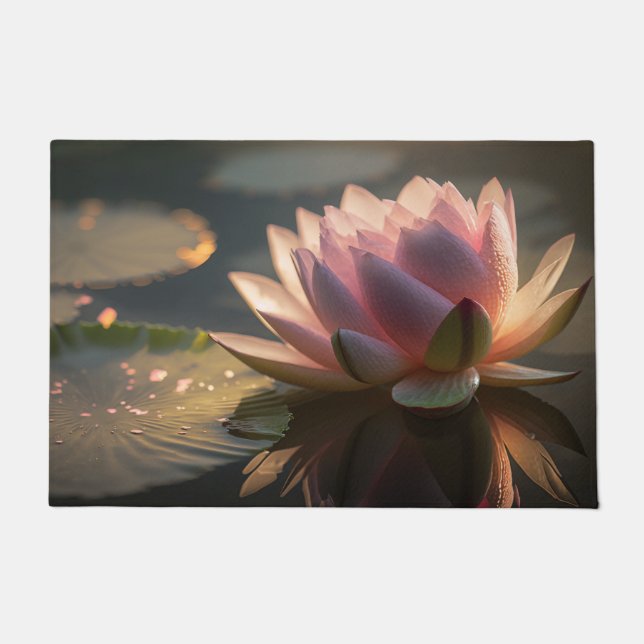 Rosa Lotus in der Morgenlichtmatte Fußmatte (Vorderseite)