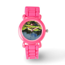 Rosa Lotus in Regen Armbanduhr