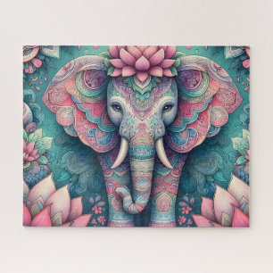 Rosa Lotus-Mandala-Elefant