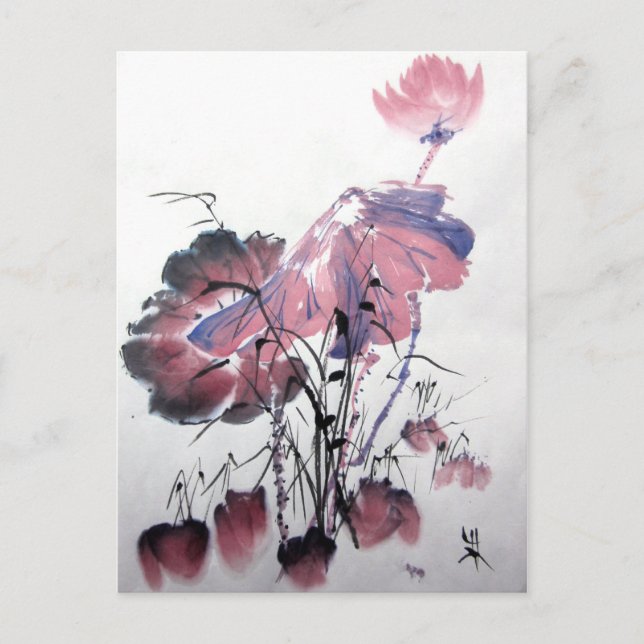 Rosa Lotus Postkarte (Vorderseite)