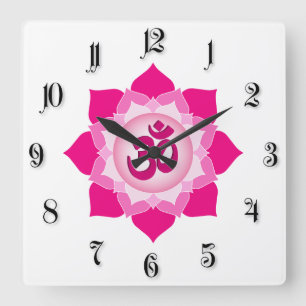 Rosa Lotus Quadratische Wanduhr