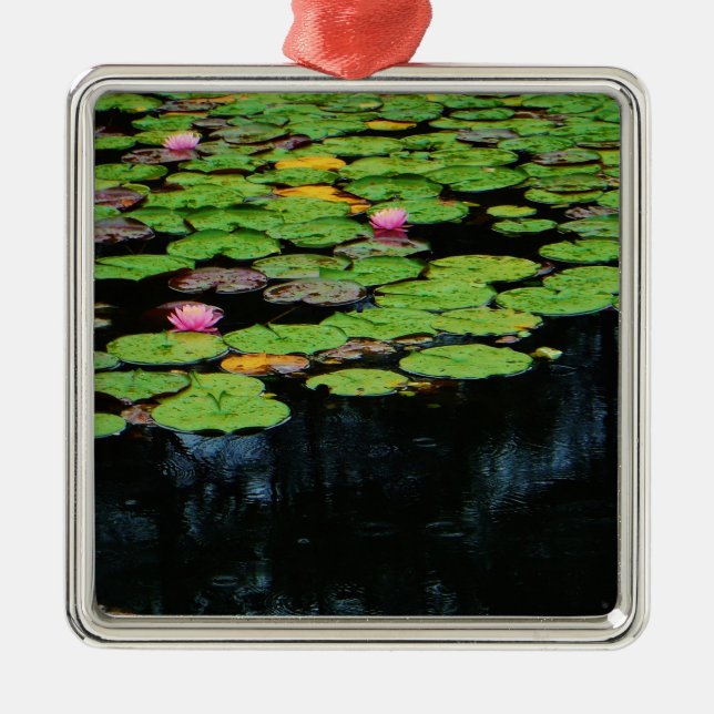 Rosa Lotus schwarz Ornament Aus Metall (Vorne)