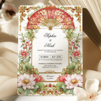 Rosa Lotus und Red Fan Asian Teezeremonie Hochzeit
