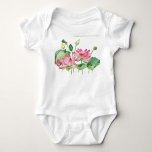 Rosa Lotus Wasserfarbengrenze Baby Strampler