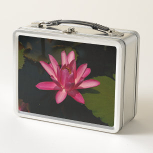 Rosa Lotus Wasserlilie Blume Metall Lunch Box