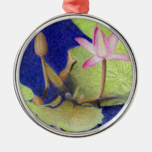Rosa Lotus Wasserlilie Blume Silbernes Ornament