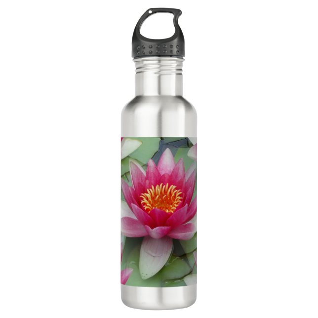 Rosa Lotus Wasserlilie Edelstahlflasche (Vorderseite)